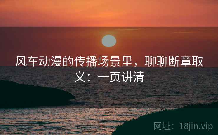 风车动漫的传播场景里，聊聊断章取义：一页讲清